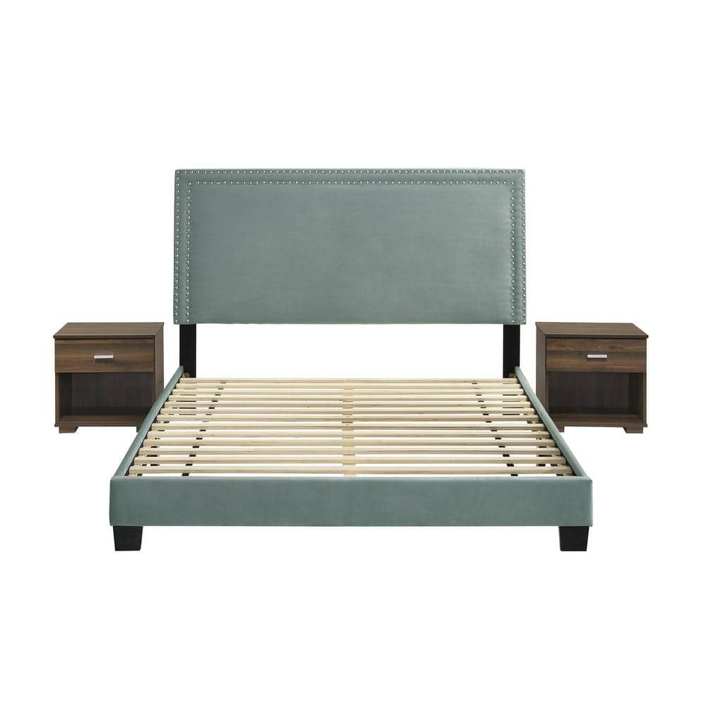 Picket House Furnishings Emery Green Wood Frame Queen Platform Bed with