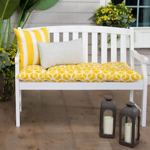 Cubed 44 in. x 18.5 in. x 6 in. Outdoor Tufted Rectangular Loveseat Cushion in Yellow