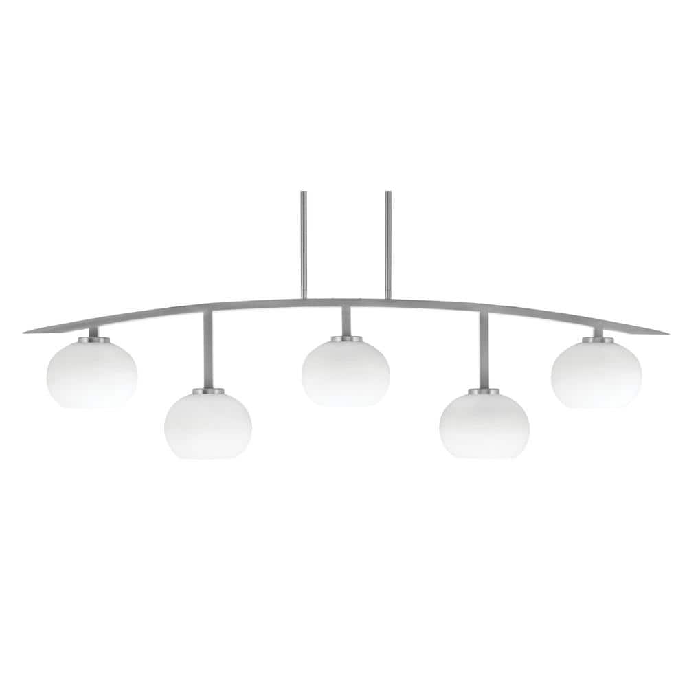 Siena 51.25 in. 5-Light Graphite Chandelier with 7 in. White Muslin Glass S