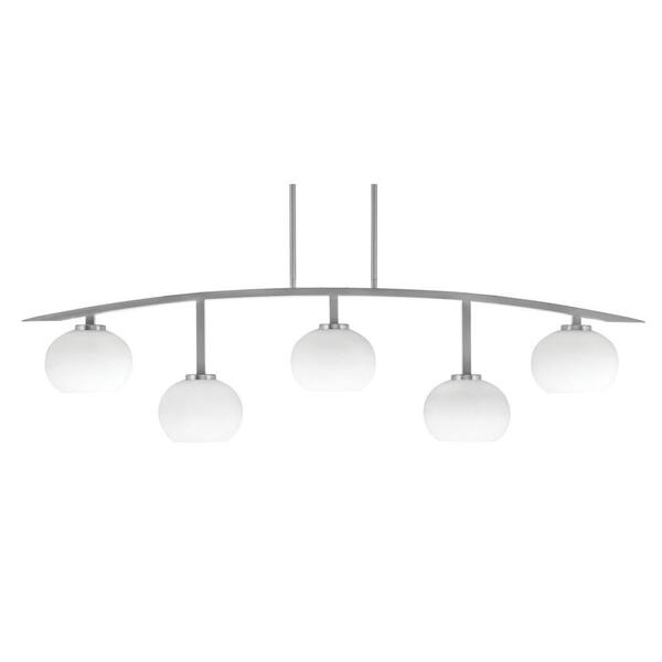 Unbranded Siena 51.25 in. 5-Light Graphite Chandelier with 7 in. White Muslin Glass Shades, no bulbs included