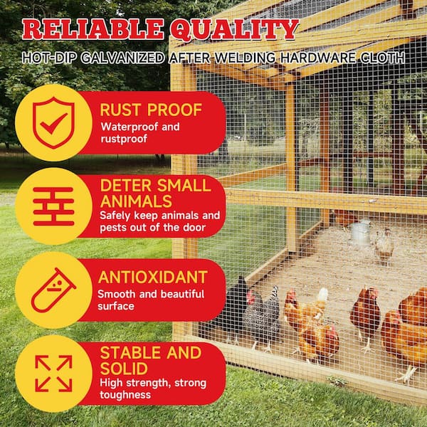 48 in. x 100 ft. 23-Gauge Reinforced Hot-Dip Galvanized Wire Mesh for Garden Plant and Livestock Cage, Precision Welding