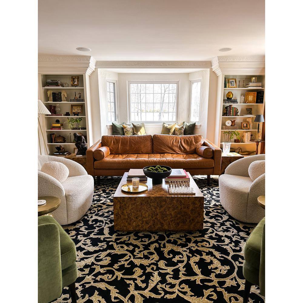 Chelsea Black and Olive Hand-Hooked Wool Area Rug
