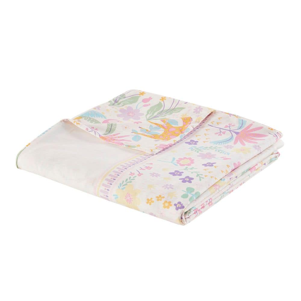 Full/Queen Reversible Cotton Floral and Jungle Print Duvet Cover Set