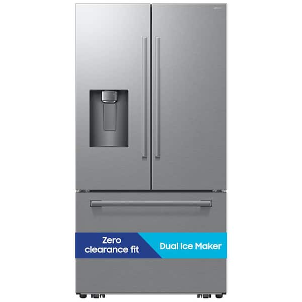 29 cu. ft. Standard Depth 3-Door French Door Refrigerator in Stainless Steel with Zero clearance and Dual Ice Maker
