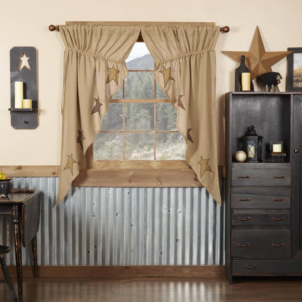 Stratton Burlap Applique Star Prairie Short Panel Set-2 63x36x18 product image for price tracking