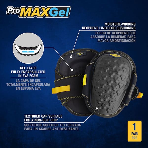 ProMax Gel Knee Pads with Lightweight EVA Foam Cushion and Pen Storage (1-Pair)