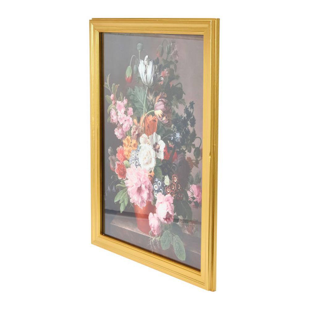 Vintage Floral Still Life Print with Gold Wood Frame