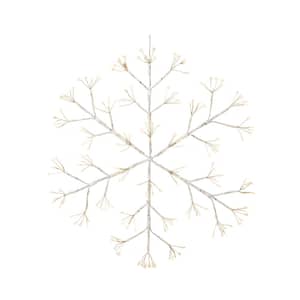 24 in. Dia Battery Operated Firecracker LED Lighted Hanging Snow Flake with Outdoor Battery Box