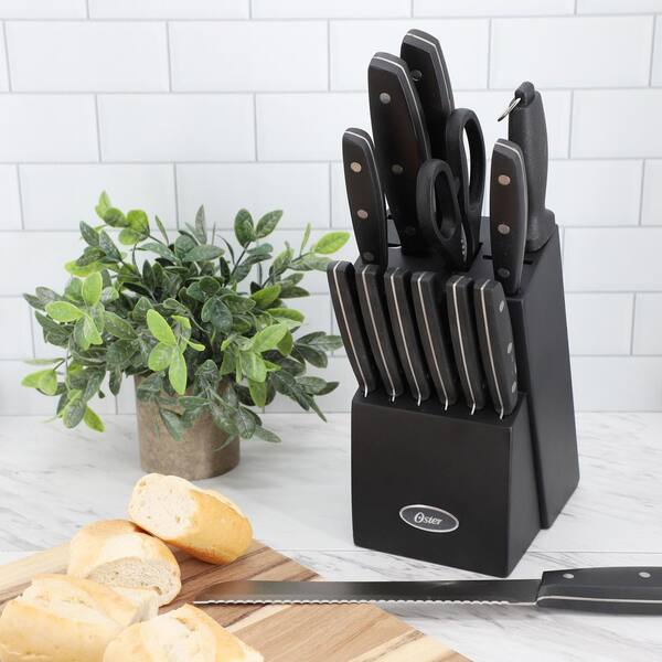 Oster Riggins 14-Piece Stainless Steel Knife Set with Hardwood