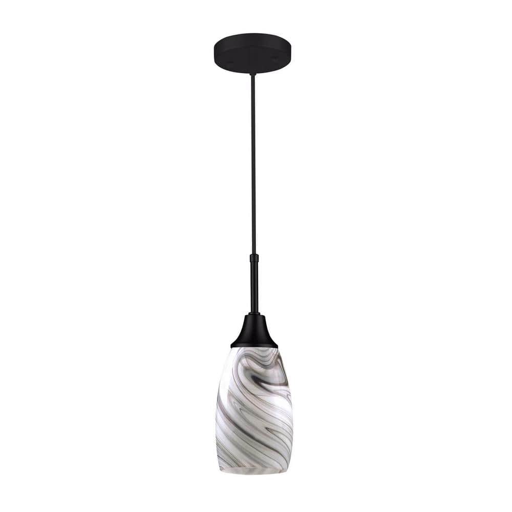 Peak 1-Light Grey Glass and Black Pendant