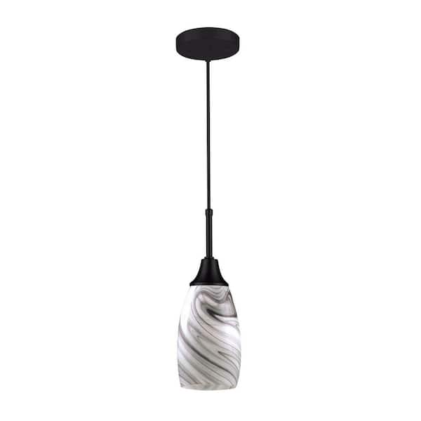 Unbranded Peak 1-Light Grey Glass and Black Pendant