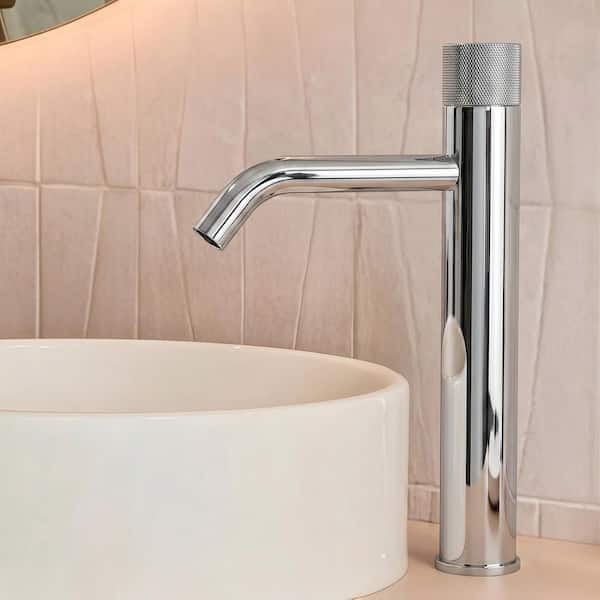 12 in. H 1-Handle Single-Hole Bathroom Sink Faucet for Vessel Sinks in Polished Chrome with Pop-Up Drain