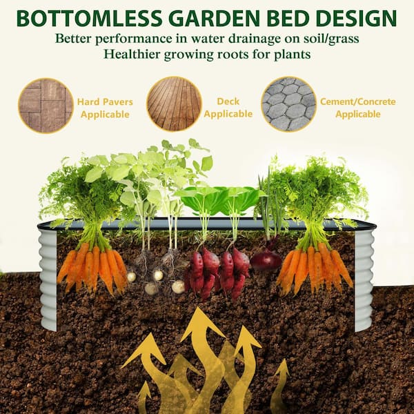 6 ft. x 3 ft. x 2 ft. Galvanized Steel Raised Garden Bed Planter Box Outdoor, Pearl White
