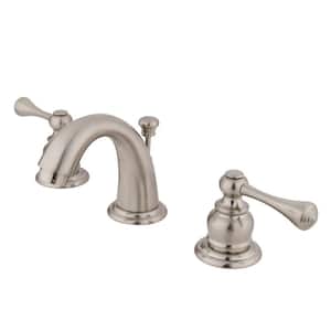 Vintage 2-Handle 8 in. Widespread Bathroom Faucets with Plastic Pop-Up in Brushed Nickel