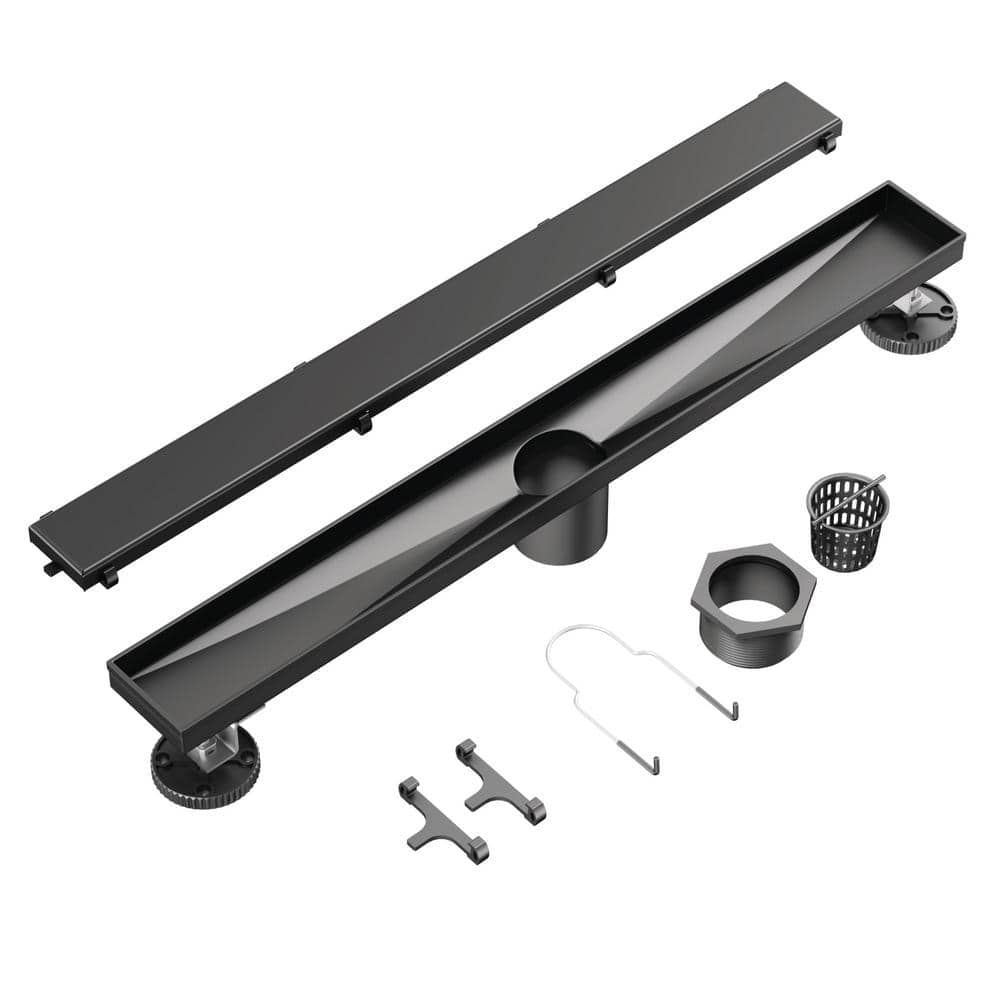 24-Inch Matte Black Stainless Steel Linear Shower Drain