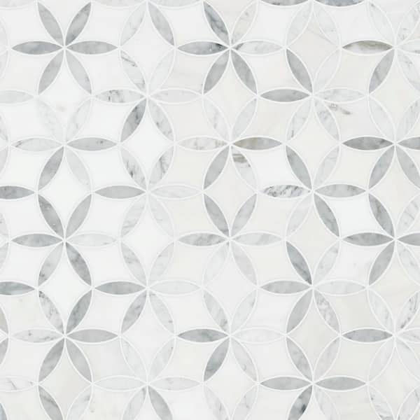 MSI La Fleur 9 in. x 10 in. x 0.31 in. Polished Marble Mesh
