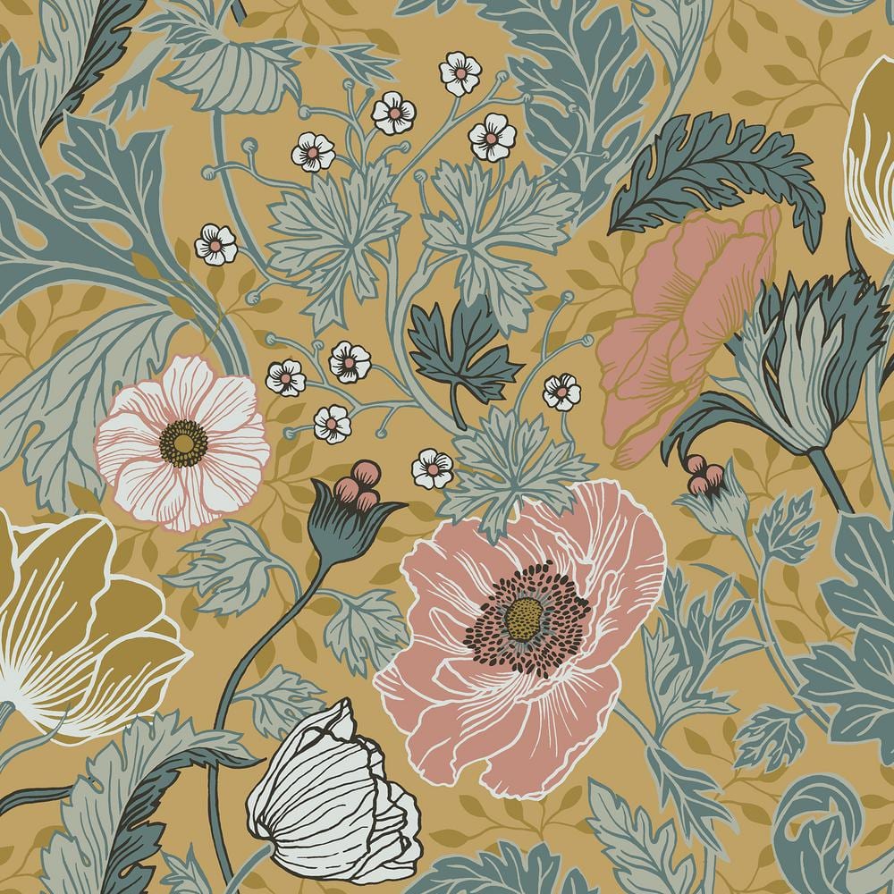 Anemone Mustard Multi-Colored Floral Wallpaper Sample price history on PriceWatchPro