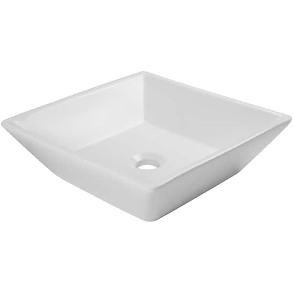 Ticor Nautilus 16 in. Square Vessel Sink in White V2050-WT - The Home Depot