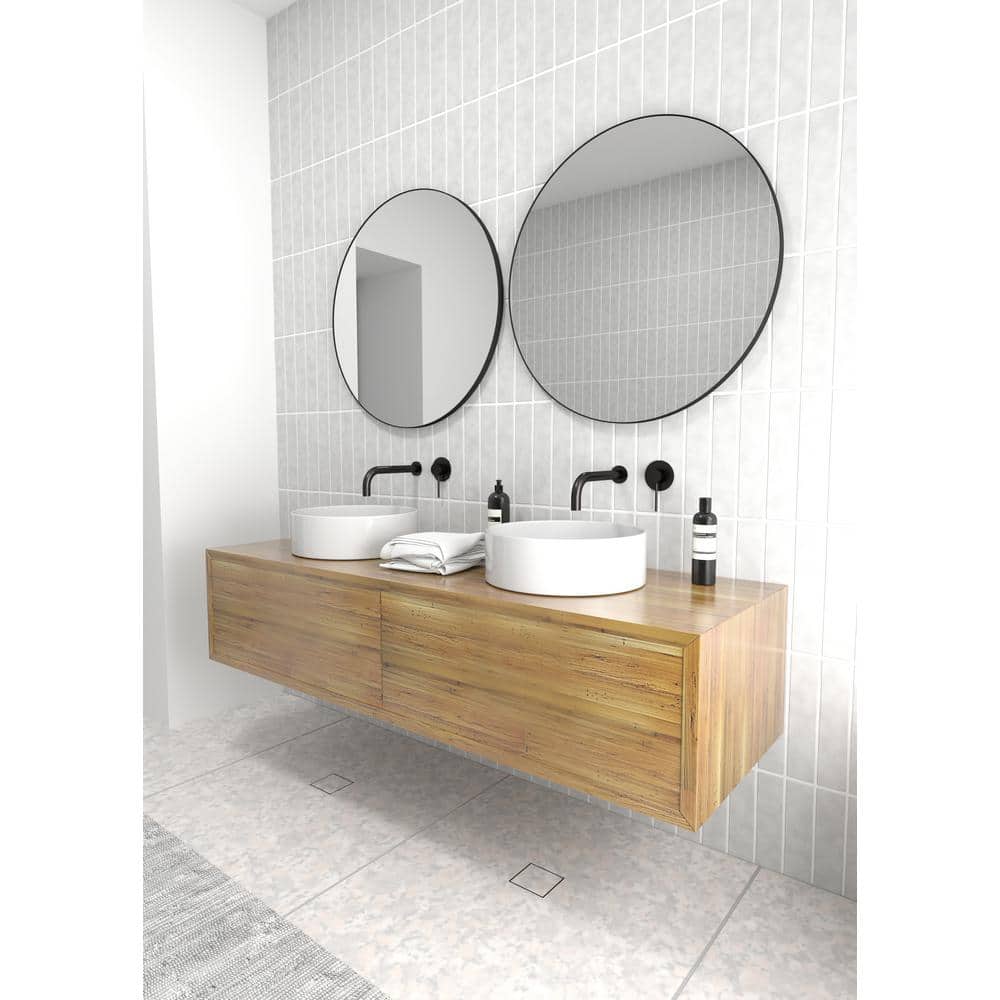 Trinity 28" Round Black Wood Framed Modern Mirror