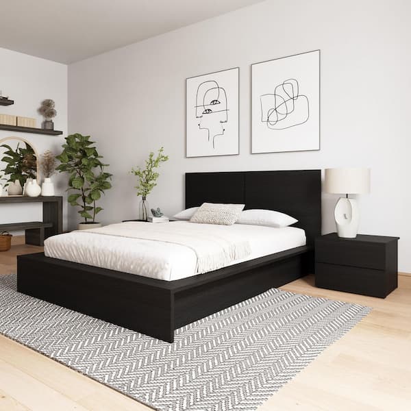James 4-Piece Black Composite Queen Size Bedroom Set