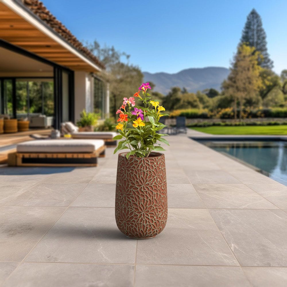 14.5 in. Large Muted Teal (Enhanced Interior) Concrete Round Planter / Pot with Drainage Holes price history on PriceWatchPro