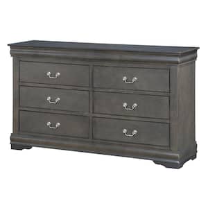 15.43 in. Gray 8-Drawer Wooden Double Dresser Without Mirror