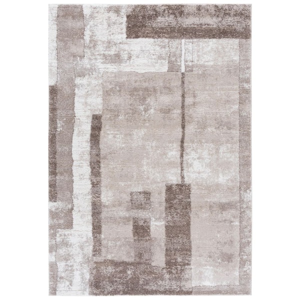 Northport 9 ft. x 12 ft. Taupe/Ivory Distressed Abstract Geometric Area Rug