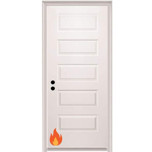 32 in. x 80 in. Rockport Right-Hand Primed Composite 20-Minute Fire-Rated House-to-Garage Single Prehung Interior Door