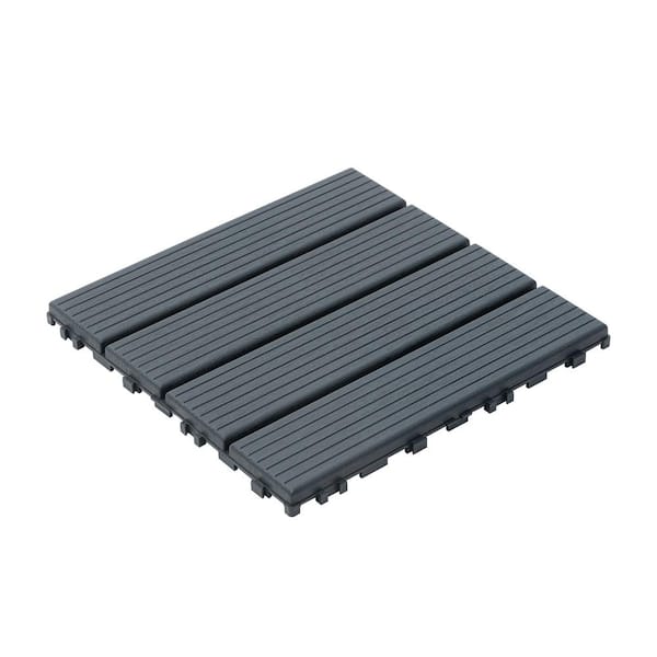Tunearary 12 in. x 12 in. Dark Gray 44-Pack Plastic Interlocking Deck Tiles Square Waterproof for Poolside Balcony Backyard