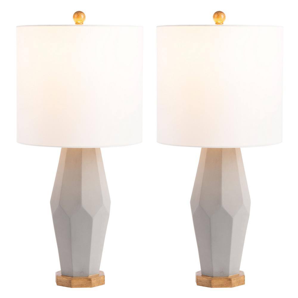 Arcadia 27" Adjustable Arc Table Lamps in White and Grey, Set of 2