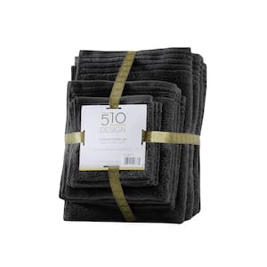 Big Bundle 12-Piece Black 100% Cotton Bath Towel Set