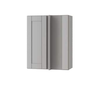 Washington Veiled Gray Plywood Shaker Assembled Blind Corner Kitchen Cabinet Sft Cls Right 24 in W x 12 in D x 30 in H
