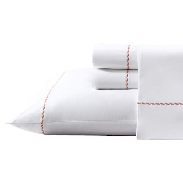 Tommy Bahama Solid Embroidered 4-Piece Orange Cotton King Sheet Set