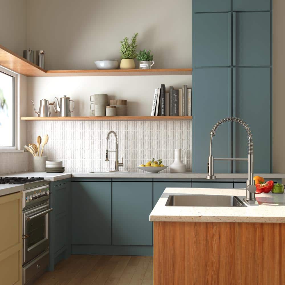 Brushed Nickel High-Arc Kitchen Faucet with Pull-out Spray