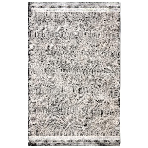 SAFAVIEH Abstract Ivory/Charcoal Doormat 2 ft. x 3 ft. Geometric Area Rug