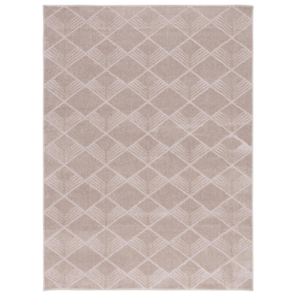 SAFAVIEH Pattern and Solid Beige 7 ft. x 9 ft. Geometric High-low Area Rug