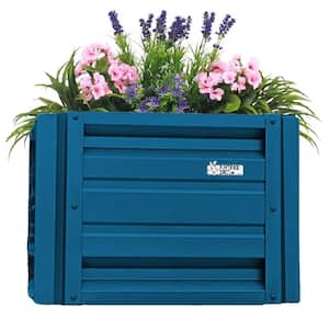24 inch by 24 inch Square Gallery Blue Metal Planter Box