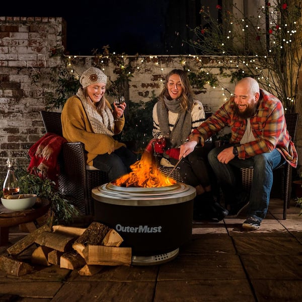 outermust 24 in. Outdoor Stainless Steel Wood Burning Fire Pit