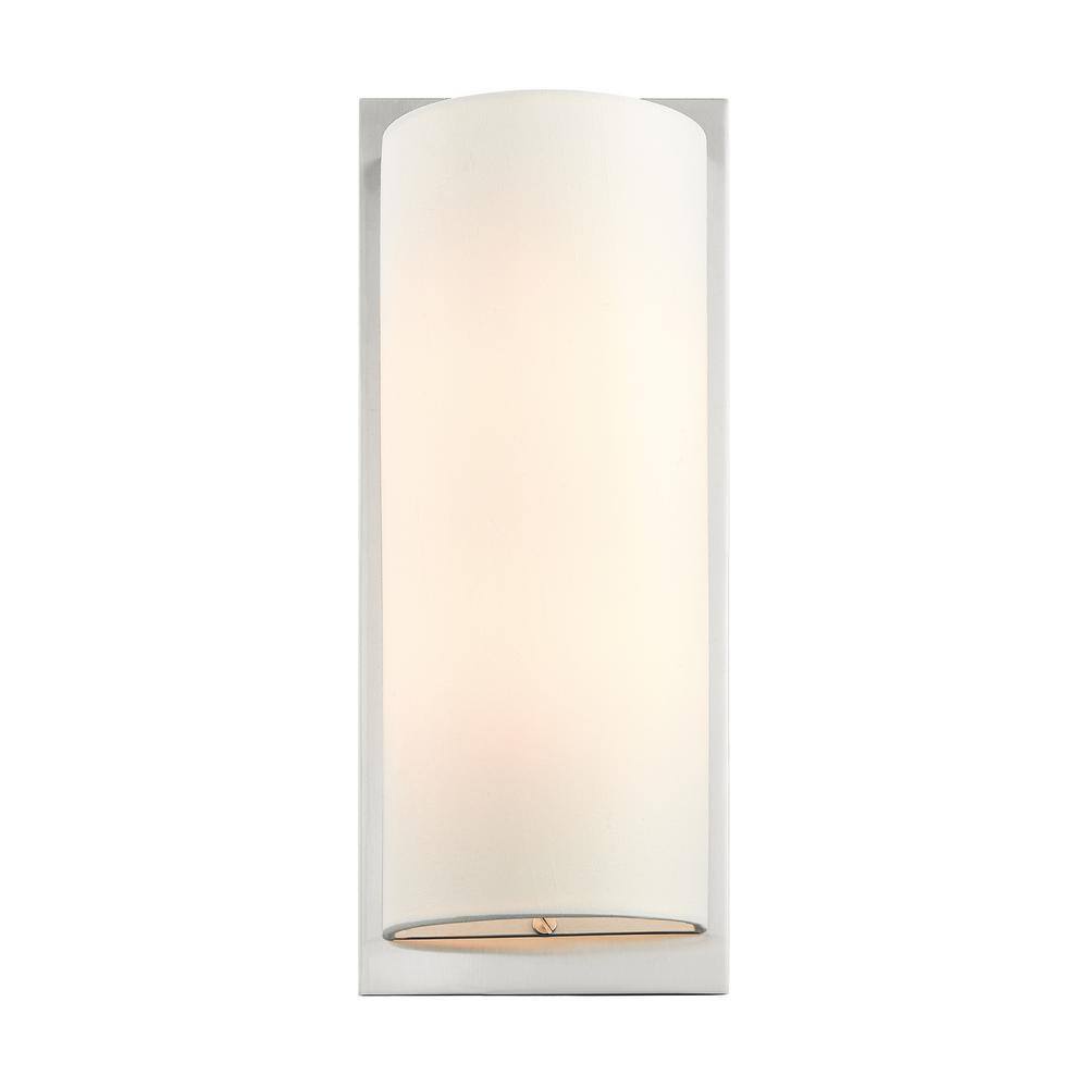 Brushed Nickel 2-Light Sconce with Off-White Fabric Shade