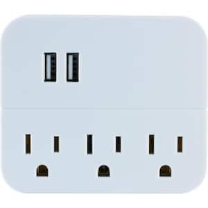 3-Outlet 2-USB Charging Station in White