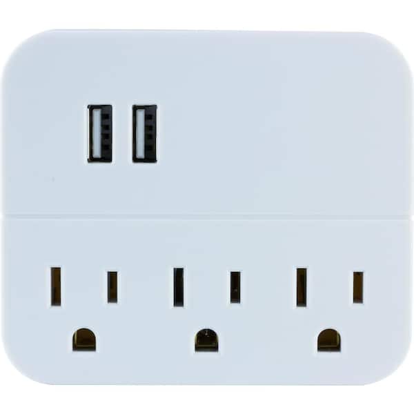 GE 3-Outlet 2-USB Charging Station in White