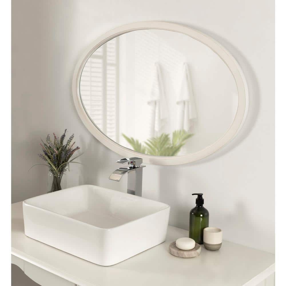 Hogan 24x36 White Oval Wood Framed Wall Mirror
