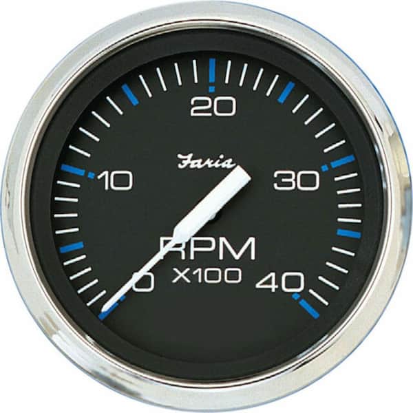 Faria Chesapeake Stainless Steel Tachometer (4000 RPM) Diesel - 4 in., Black