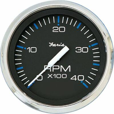 Chesapeake Stainless Steel Tachometer (4000 RPM) Diesel - 4 in., Black