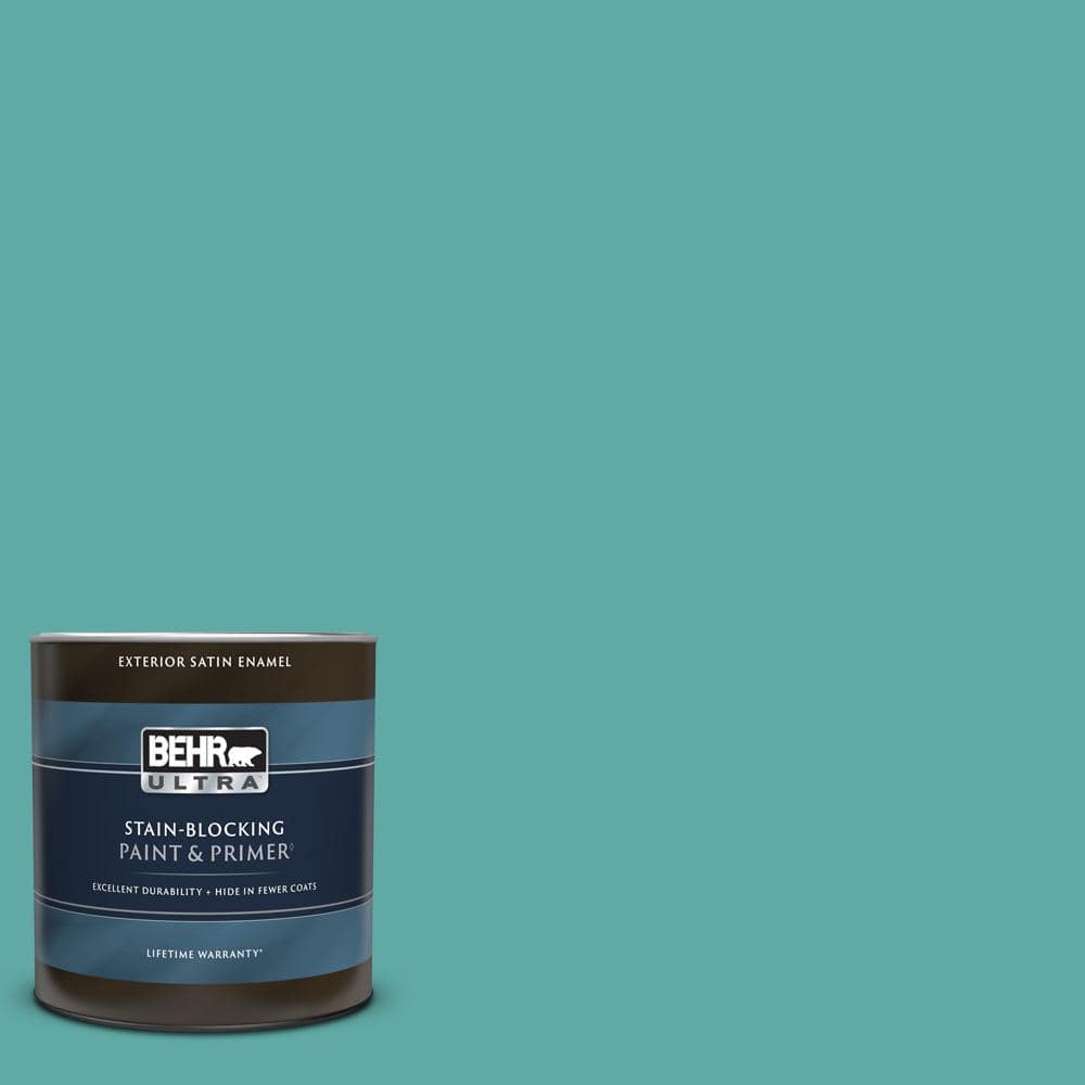 BEHR ULTRA 1 qt. 500D5 Teal Zeal Satin Enamel Exterior Paint & Primer