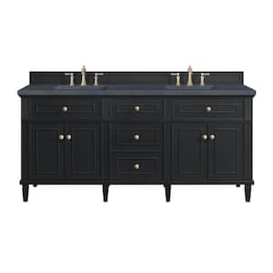 Lorelai 72.0 in. W x 23.5 in. D x 34.06 in. H Double Sink Bath Vanity in Black Onyx with Charcoal Soapstone Quartz Top