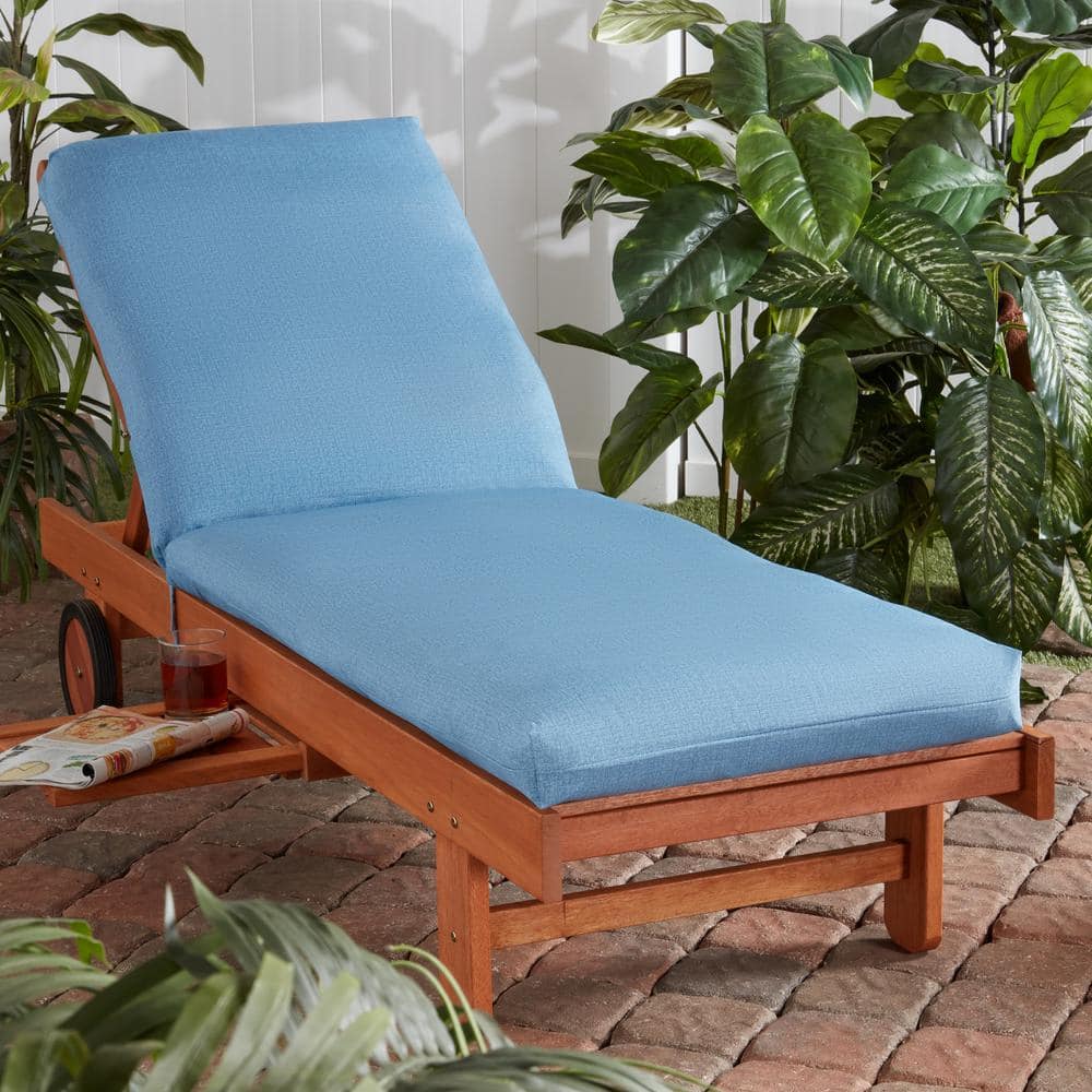 Denim Blue Outdoor Polyester Chaise Lounge Cushion