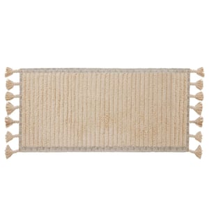 Over Tufted Fringe Sadie Light Grey 20 in. 68 in. Cotton Bath Rug