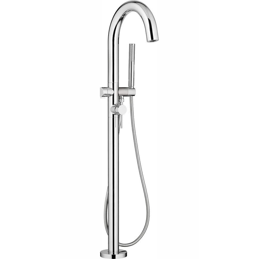 American Standard Contemporary Round 1-Handle Freestanding Roman Tub Faucet for Flash Rough-in Valve with Hand Shower in Polished Chrome -  T064951.002