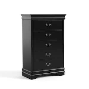 Burkhart Black 5-Drawer 31.5 in. Wide Chest of Drawers